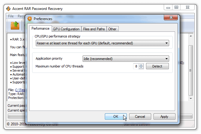 Click to see Program's settings
