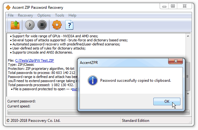 Remove lost password from Zip/WinZip archive